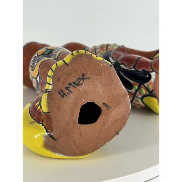 Mexican Red Clay Tabby Cat Figure Hand Painted Pottery Folk Art 7 In Tall - Picture 6 of 7